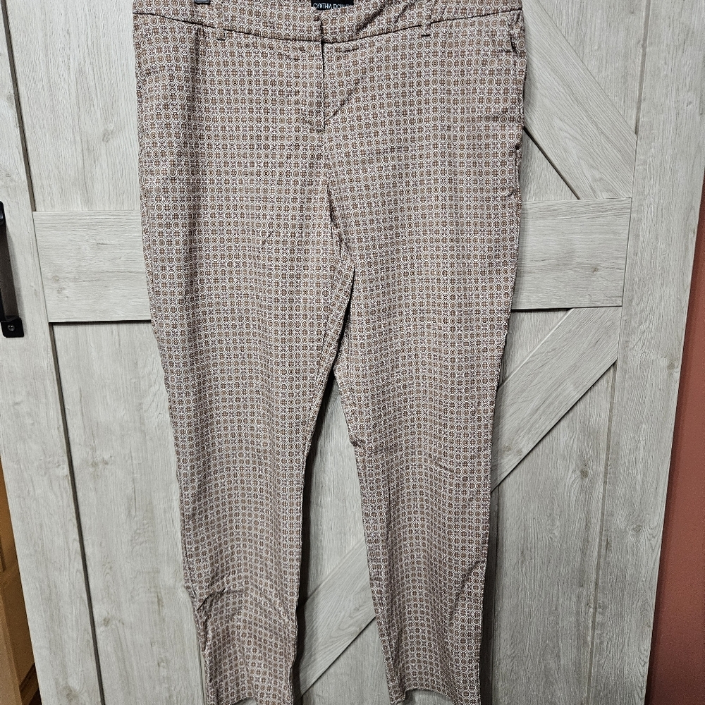 Cynthia Rowley Beige Geometric Print Pants - Size 14
